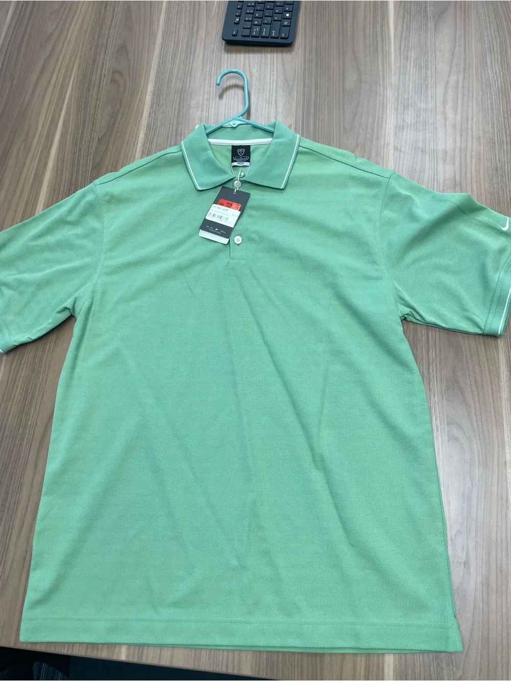 Nike Men’s Light Green Dri-FIT Polo with White Piping
